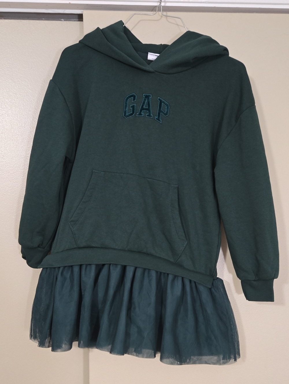 GAP Kids Girls Wicked Green Hoodie Dress with Tulle Skirt Defying Gravity Size 8